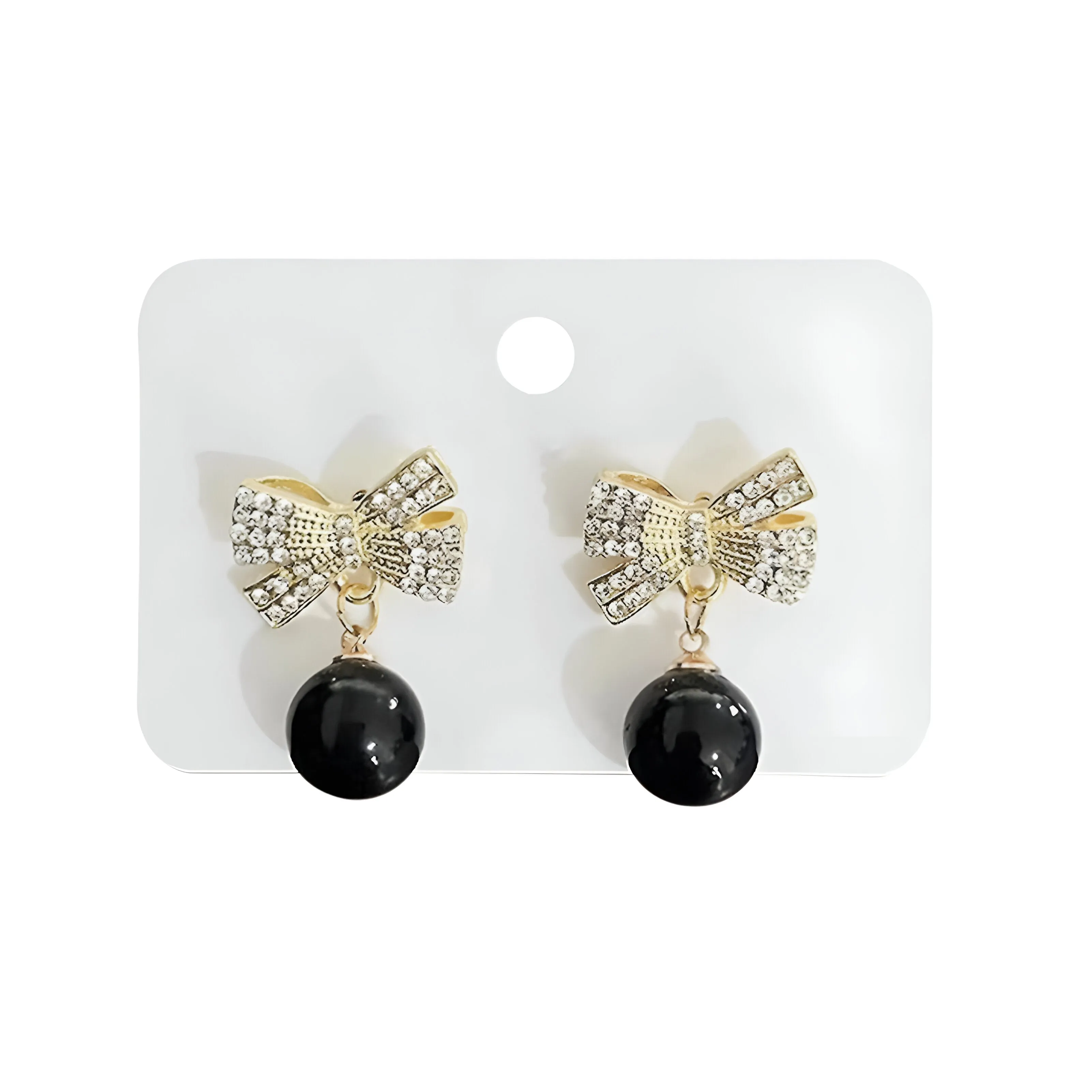 Bowknot, Bead, and Rhinestone Decor Stud Earrings - Perfect for Parties