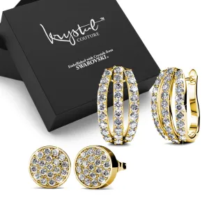 Boxed Pave Earrings Set Embellished with SWAROVSKI Crystals