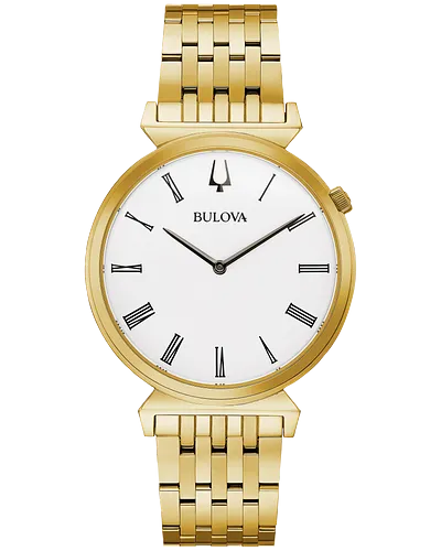 Bulova Regatta Men's Quartz White Dial Gold-Tone Watch 97A153