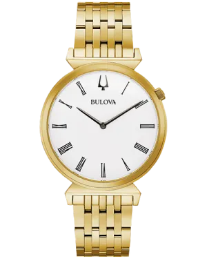 Bulova Regatta Men's Quartz White Dial Gold-Tone Watch 97A153