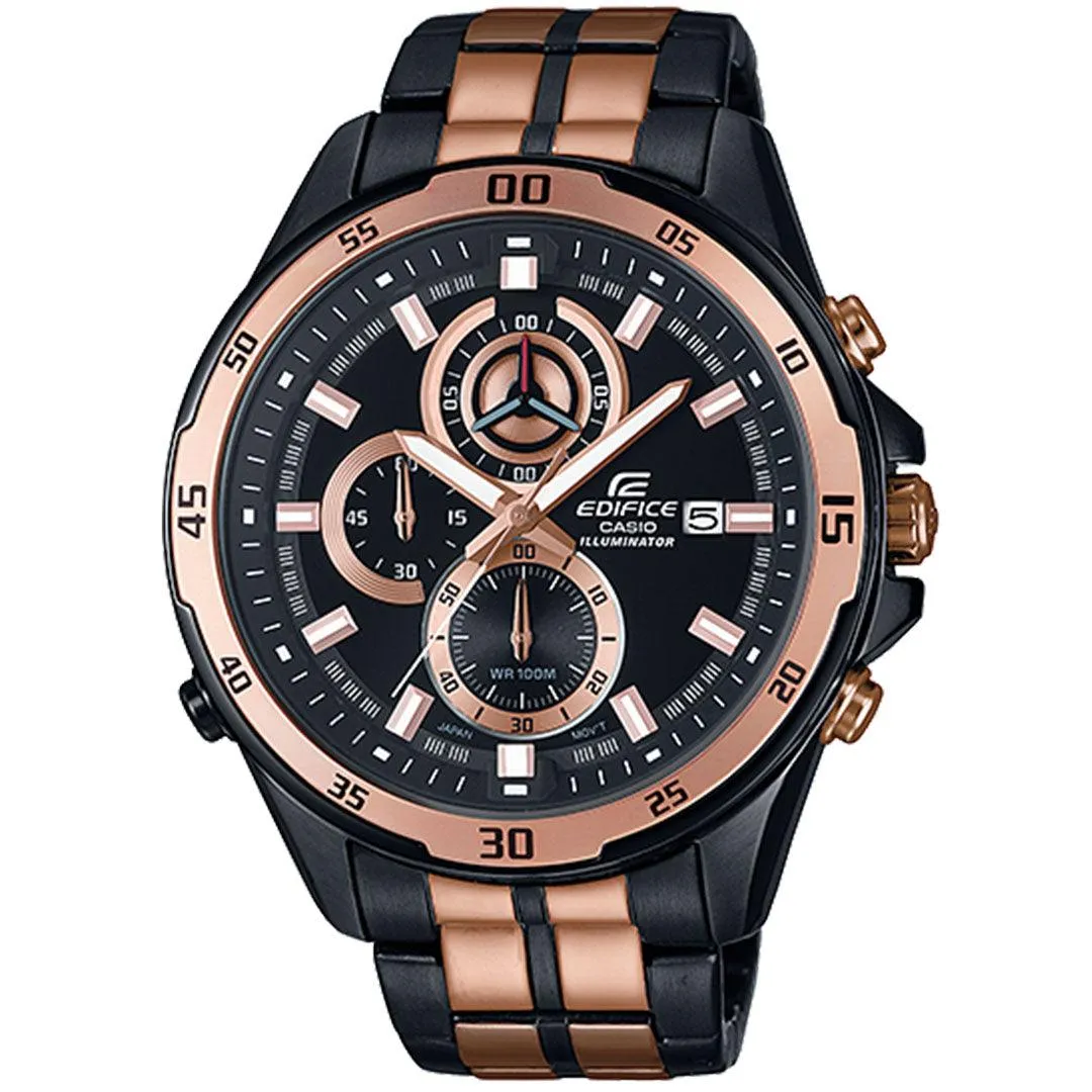 Casio Edifice Men's Black & Rose Gold Stainless Steel Watch