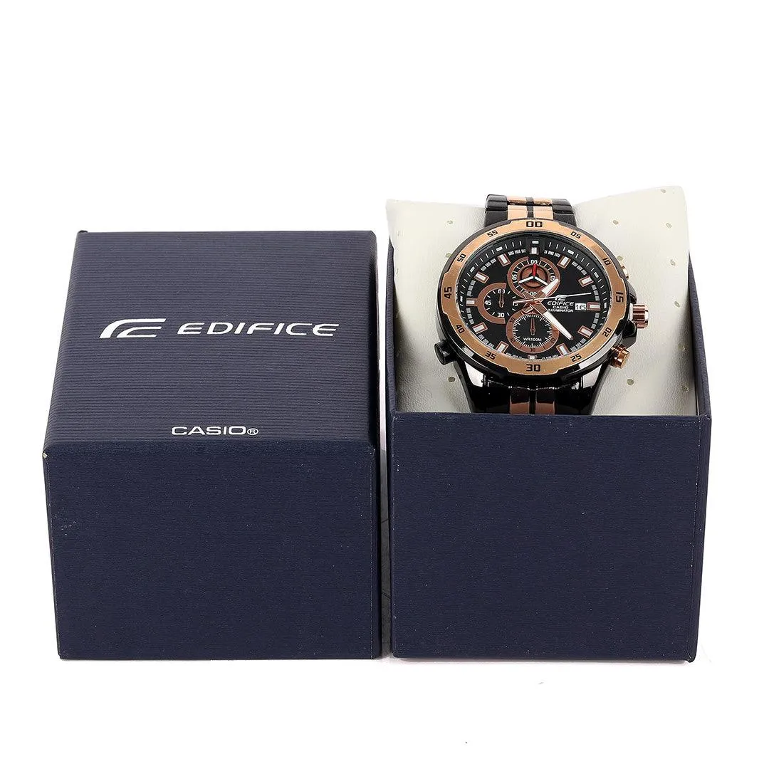 Casio Edifice Men's Black & Rose Gold Stainless Steel Watch