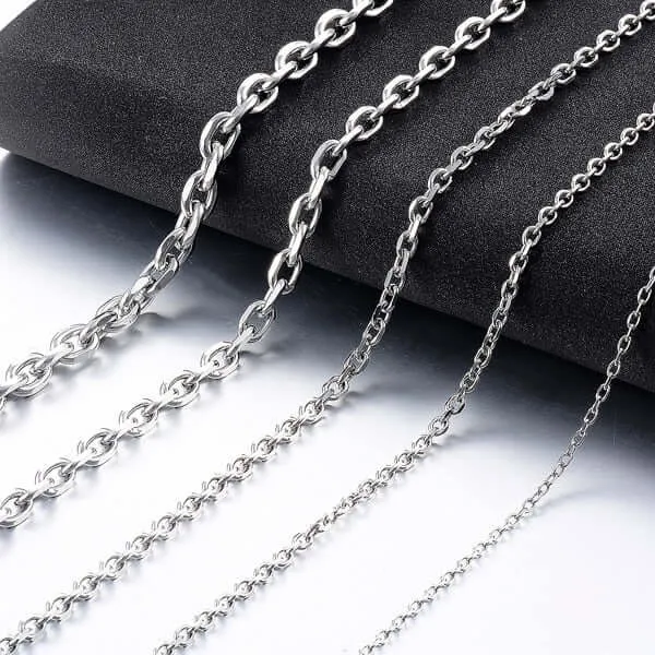 Chain Necklace for Men Sterling Silver Cable Link 3-5mm with Lobster Clasp