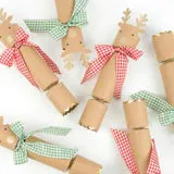 Christmas Gingham Bow Reindeer Crackers, Set of 6 Meri Meri Reindeer Crackers, Fun Christmas Party Favors and Stocking Stuffers!