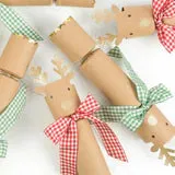 Christmas Gingham Bow Reindeer Crackers, Set of 6 Meri Meri Reindeer Crackers, Fun Christmas Party Favors and Stocking Stuffers!