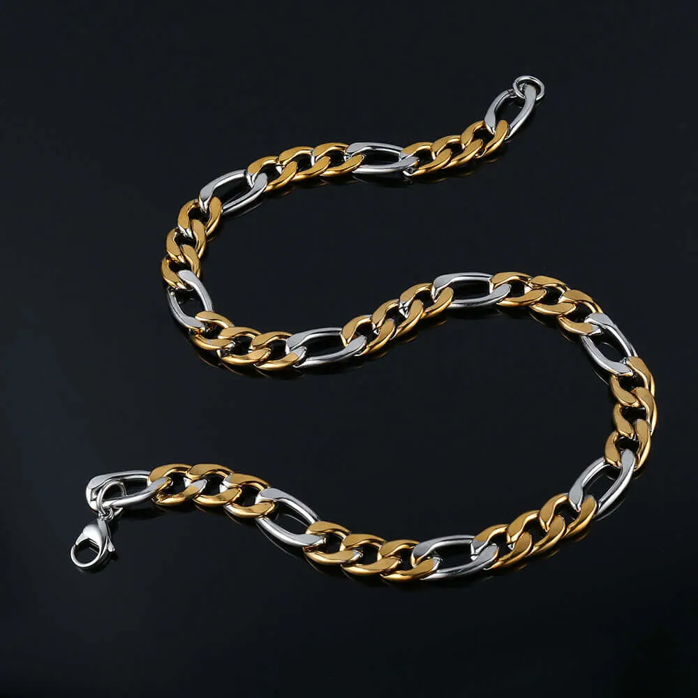 Classic Cuban Stainless Steel Figaro Chain