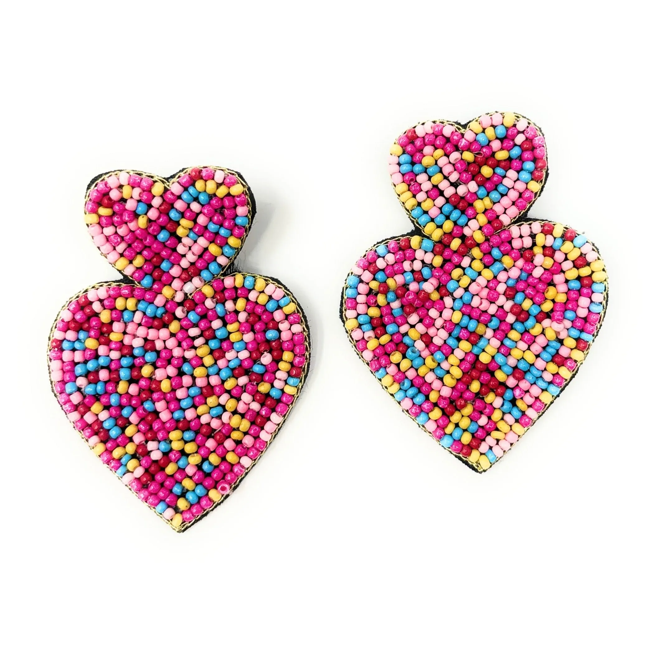 Confetti Heart Beaded Earrings