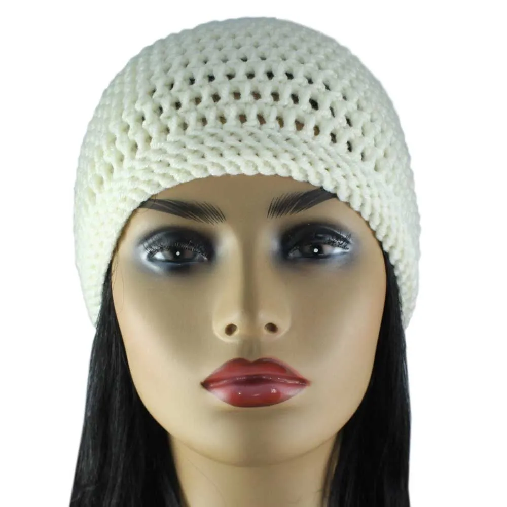 Creamy Ivory Crochet Beanie Hat Medium/Large - JMCH25ML