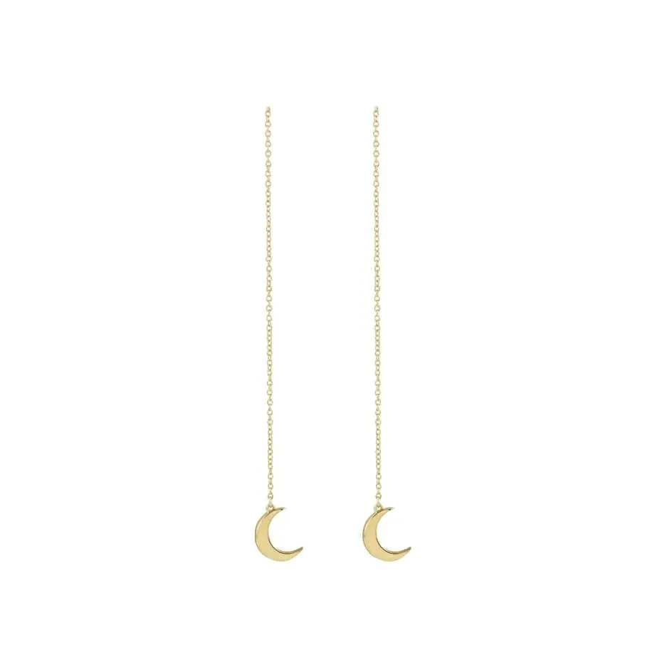 Crescent Moon Threader Earrings