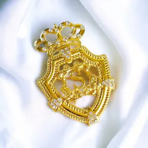 Crown Shield Brooch - Gold