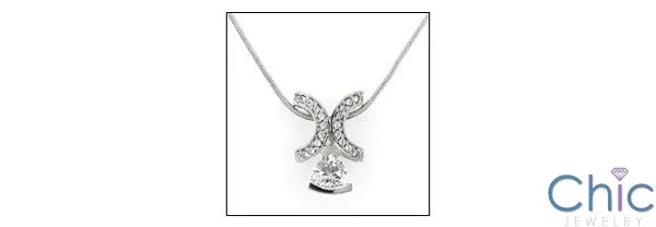 Cubic Zirconia Cz .75 Trillion in Channel Ct Pave Slide Pendant