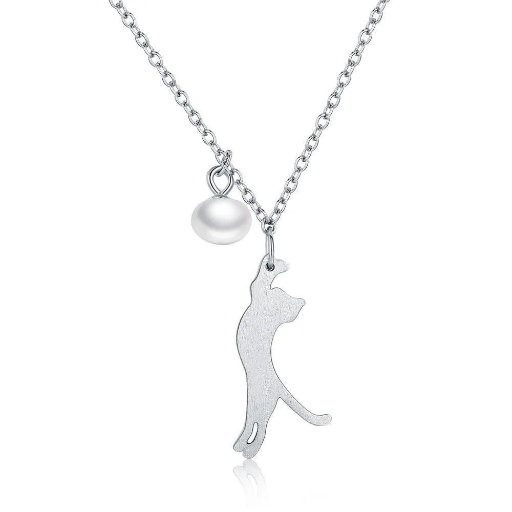 Cute Kitten Cat Pendant Necklace Charm Jewelry - SCN175