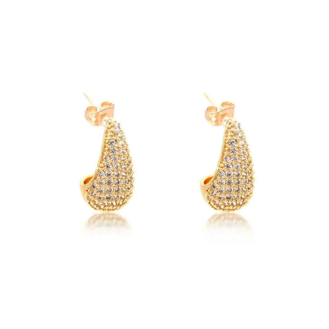 Cz Pave Teardrop Water drop Earrings