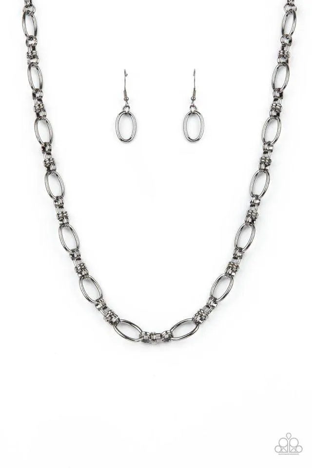 Defined Drama Gunmetal Black Chain Necklace - Paparazzi Accessories