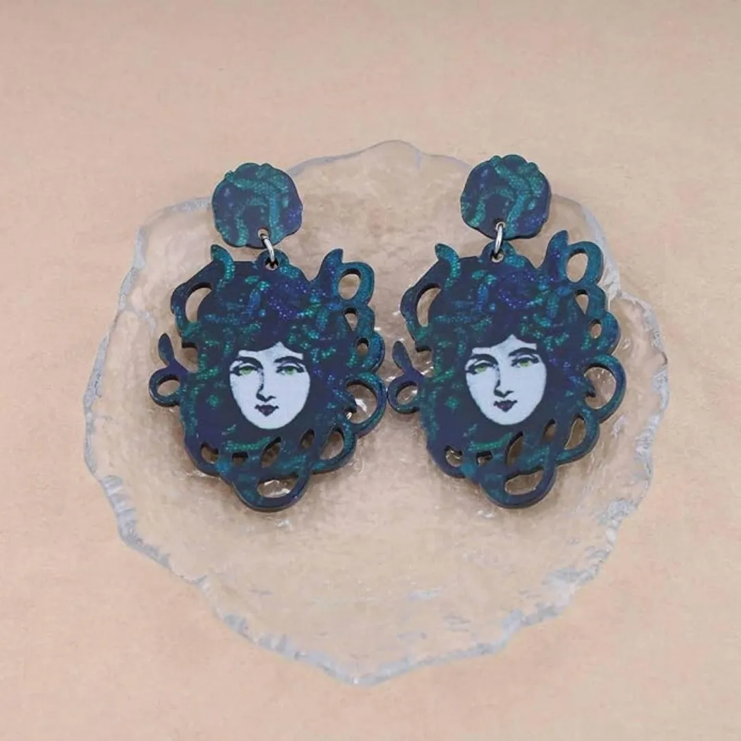 Devil Medusa-Snake Head Acrylic Earrings