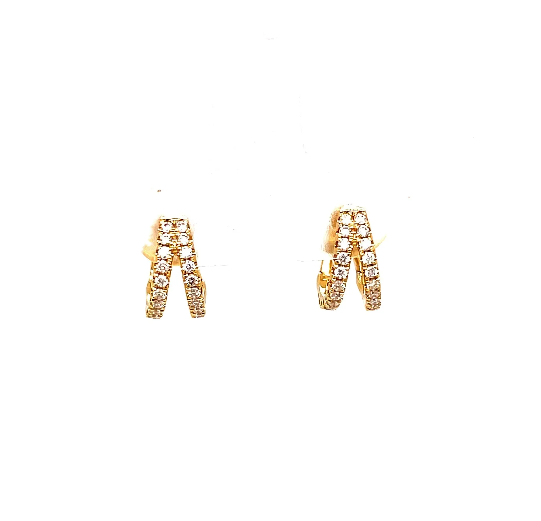 Diamond Split Hoop Yellow Gold Earrings