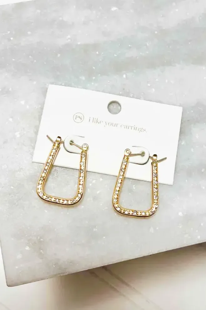 Diamond Square Hoop Earrings *WATERPROOF*