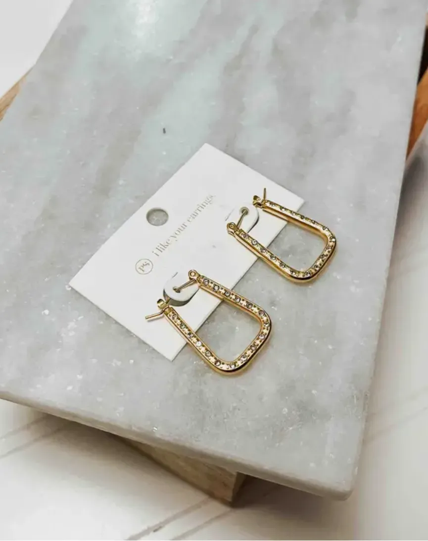 Diamond Square Hoop Earrings *WATERPROOF*