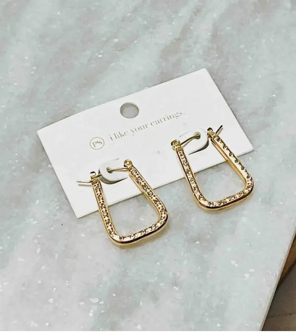 Diamond Square Hoop Earrings *WATERPROOF*