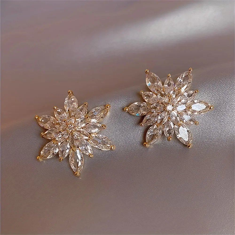 Exquisite Sunflower Stud Earrings Luxurious Sparkle for Romantic Celebrations