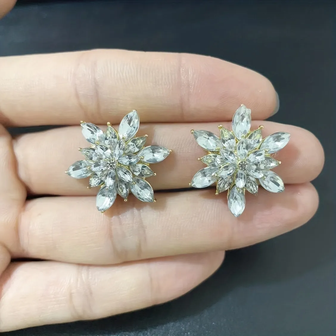 Exquisite Sunflower Stud Earrings Luxurious Sparkle for Romantic Celebrations