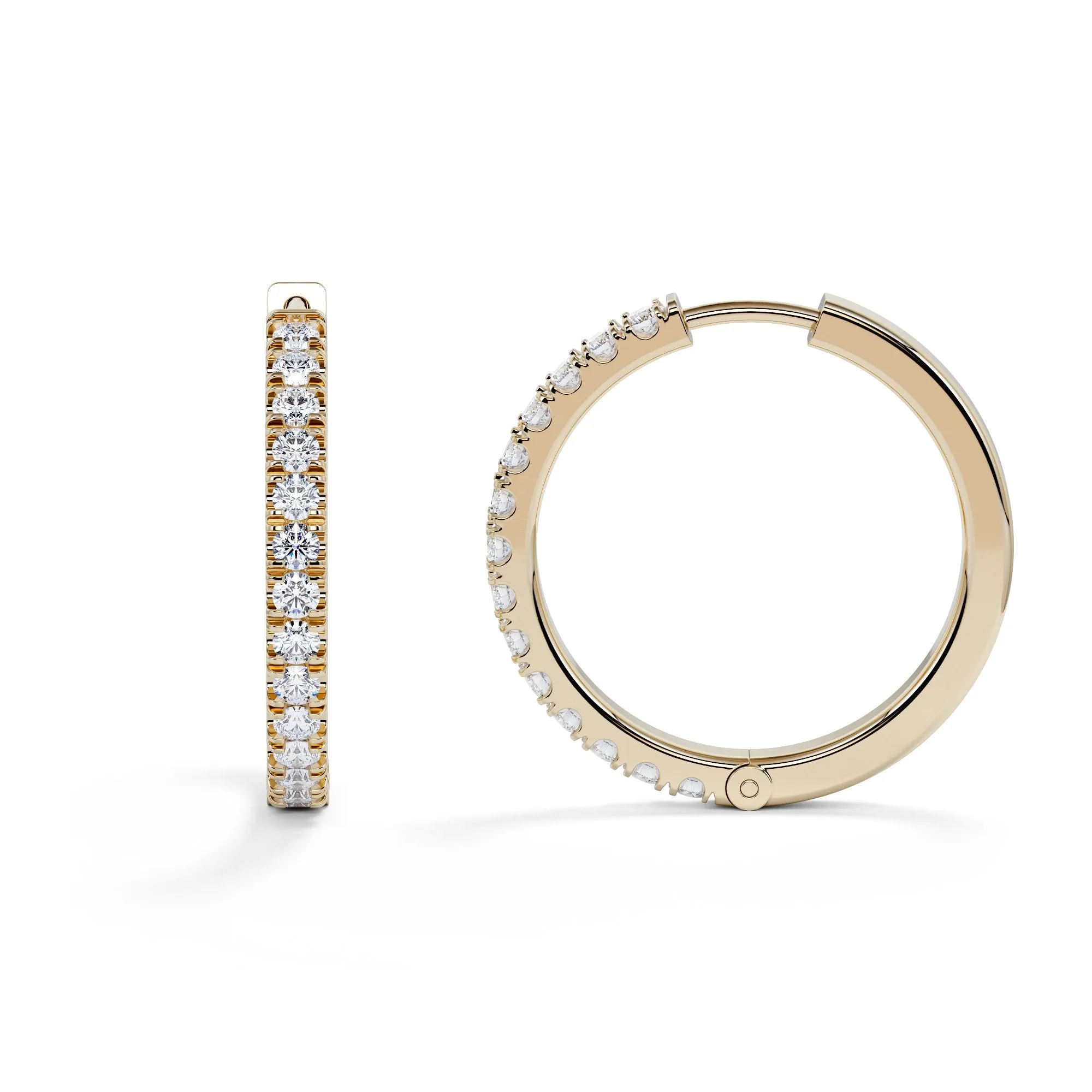 Glittering Snow Lever Back Earrings 1 Natural Diamonds in Yellow Gold