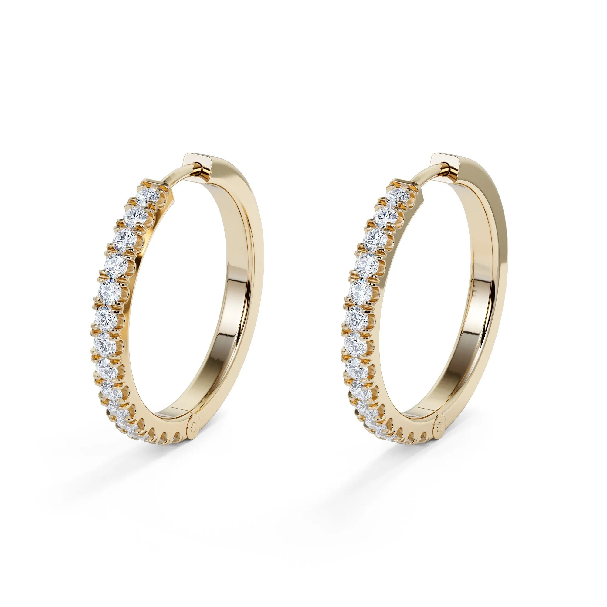 Glittering Snow Lever Back Earrings 1 Natural Diamonds in Yellow Gold