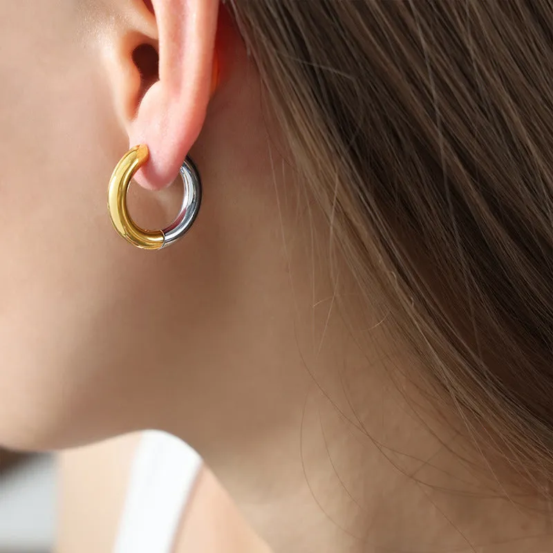 Golden Circle Drop Earrings - Luxe Titanium Steel Design for Women