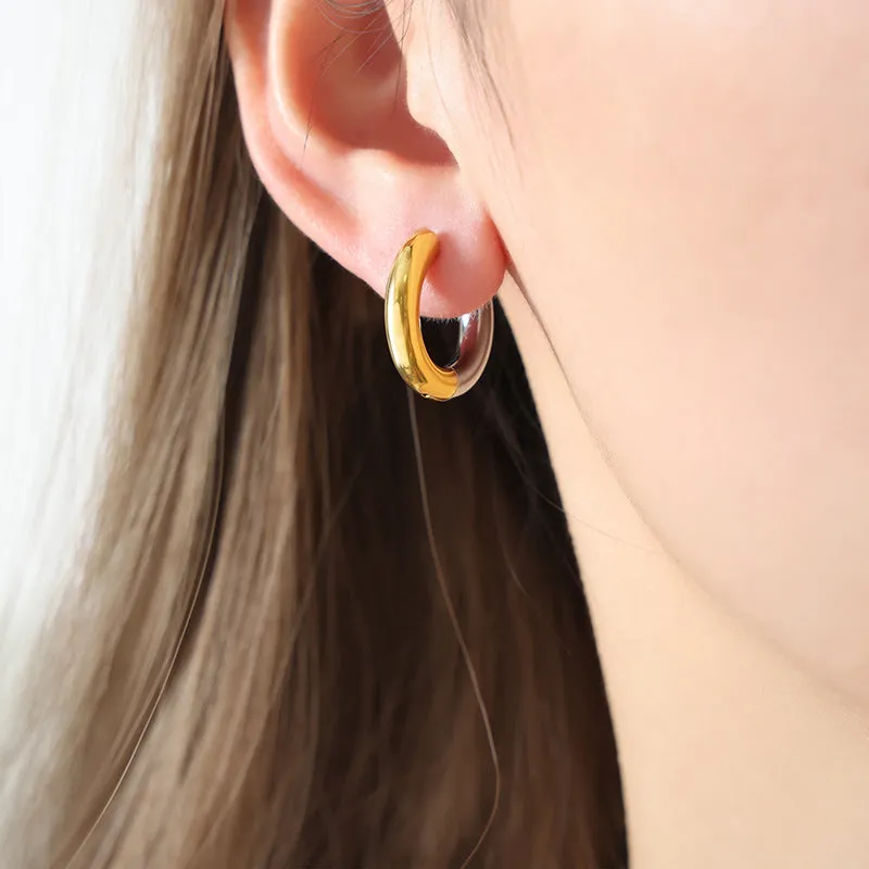 Golden Circle Drop Earrings - Luxe Titanium Steel Design for Women