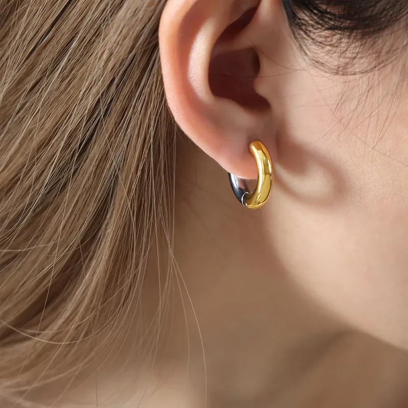 Golden Circle Drop Earrings - Luxe Titanium Steel Design for Women