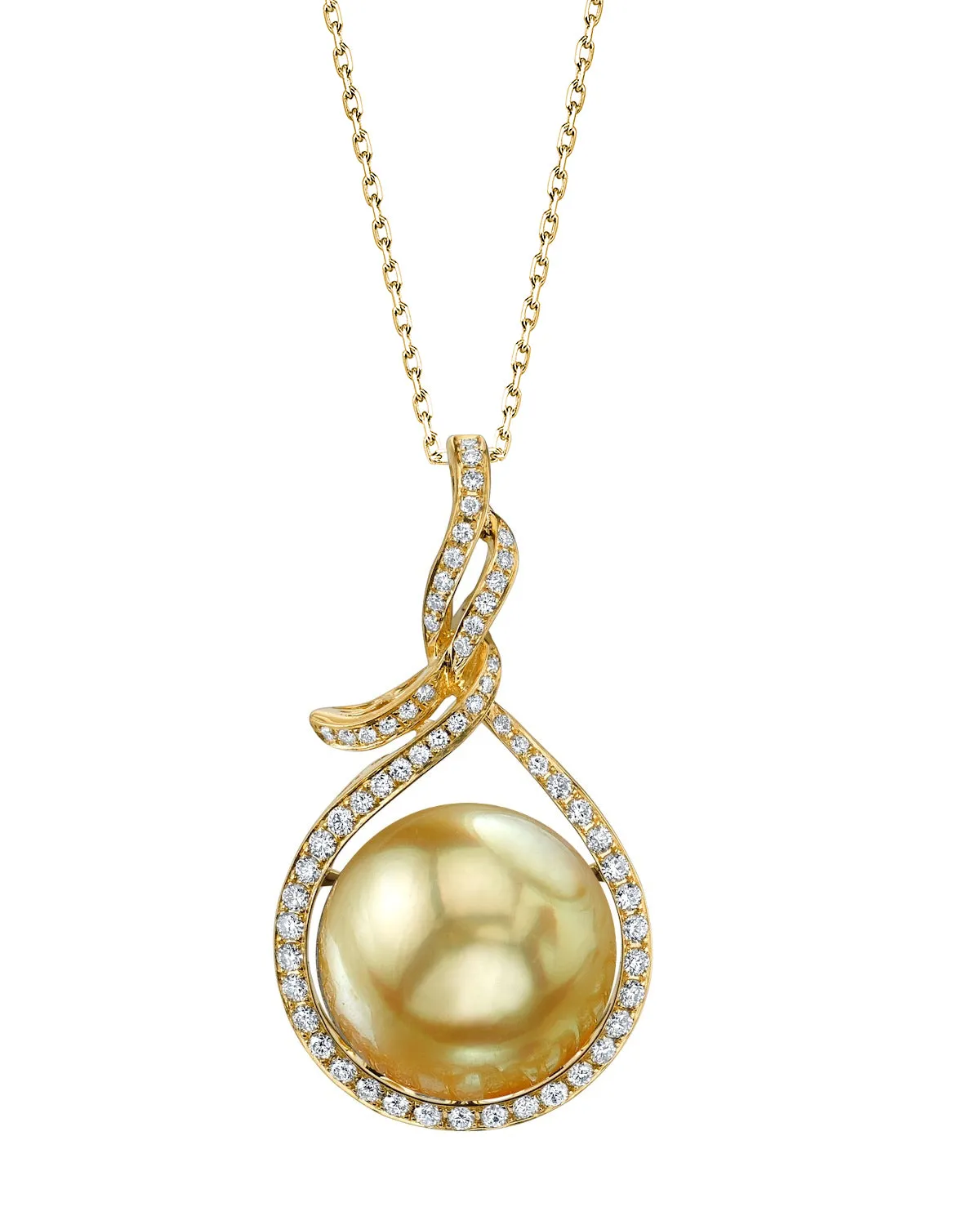 Golden South Sea Pearl & Diamond Glitterati Pendant, 14.0-15.0mm