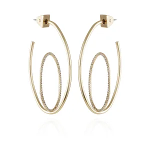 Goldtone Crystal Stone Orbital Hoop Earrings