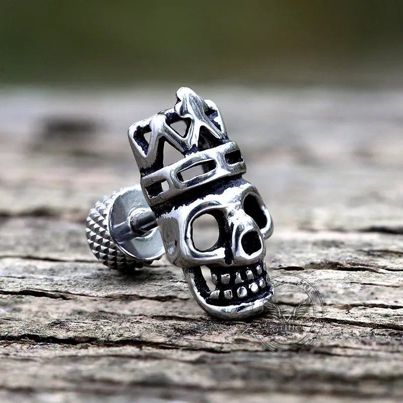 Gothic Crown Skull Head Stainless Steel Stud Earrings