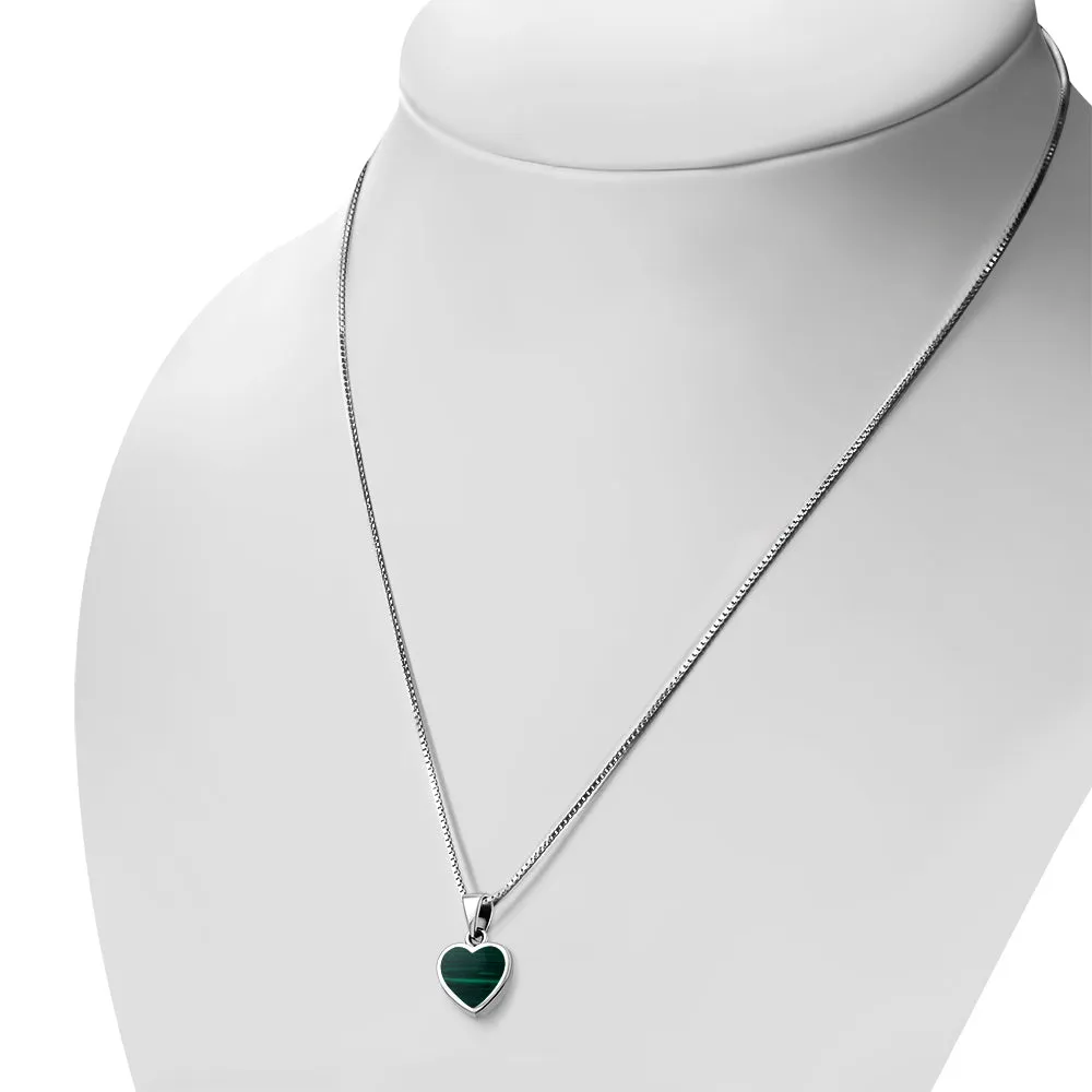 Green Malachite Heart Sterling Silver Pendant