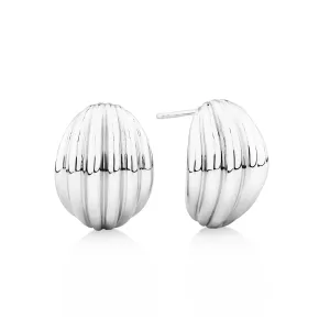 Groove Dome Stud Earrings in Sterling Silver