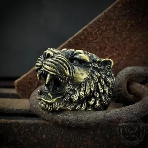 Growling Tiger Brass Ring