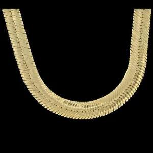 Herringbone 11mm 30 Inch Gold Plated Hip Hop Chain Necklace