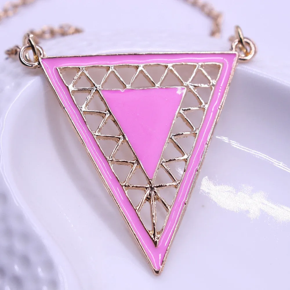 Hollow Triangle Drop Of Oil Exaggeration Influx Of People Long necklaces & pendants Sweater Chain vintage necklace