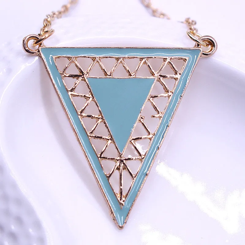 Hollow Triangle Drop Of Oil Exaggeration Influx Of People Long necklaces & pendants Sweater Chain vintage necklace