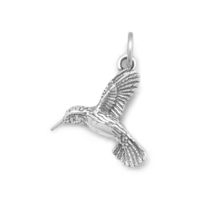 Hummingbird Oxidized Silver Charm