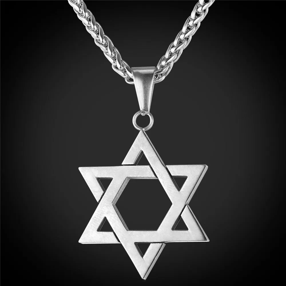 Jewish Jewelry Magen Star of David Pendant Necklace Women Men Chain Rose/Gold Plated Stainless Steel Israel Necklace