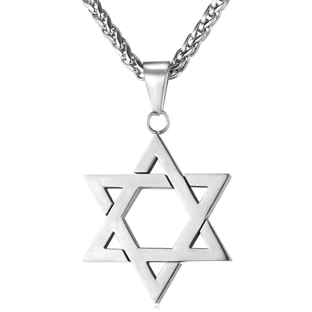 Jewish Jewelry Magen Star of David Pendant Necklace Women Men Chain Rose/Gold Plated Stainless Steel Israel Necklace