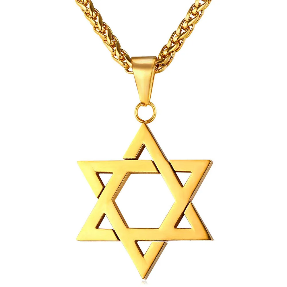 Jewish Jewelry Magen Star of David Pendant Necklace Women Men Chain Rose/Gold Plated Stainless Steel Israel Necklace