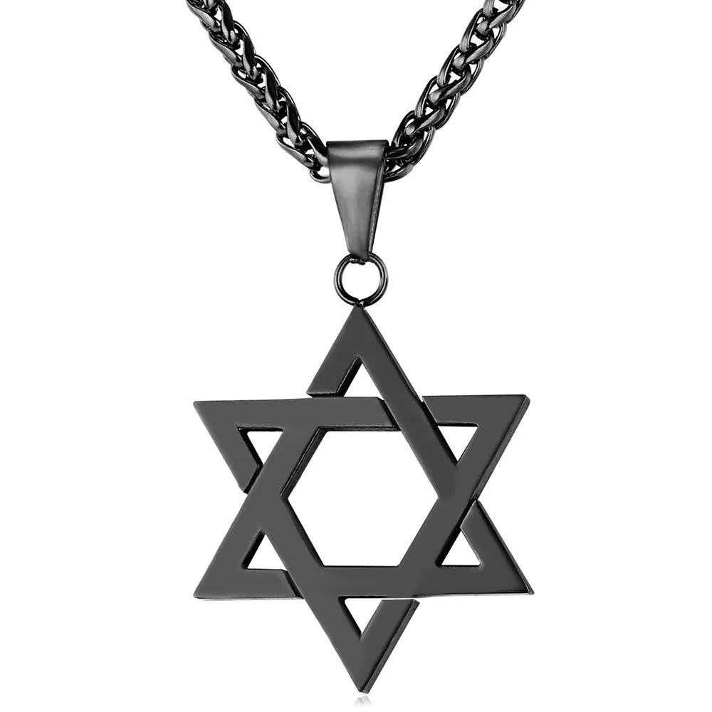 Jewish Jewelry Magen Star of David Pendant Necklace Women Men Chain Rose/Gold Plated Stainless Steel Israel Necklace