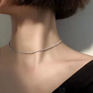 JuliaFashion - 2024 Sparkling Gold Silver Clavicle Choker Necklace