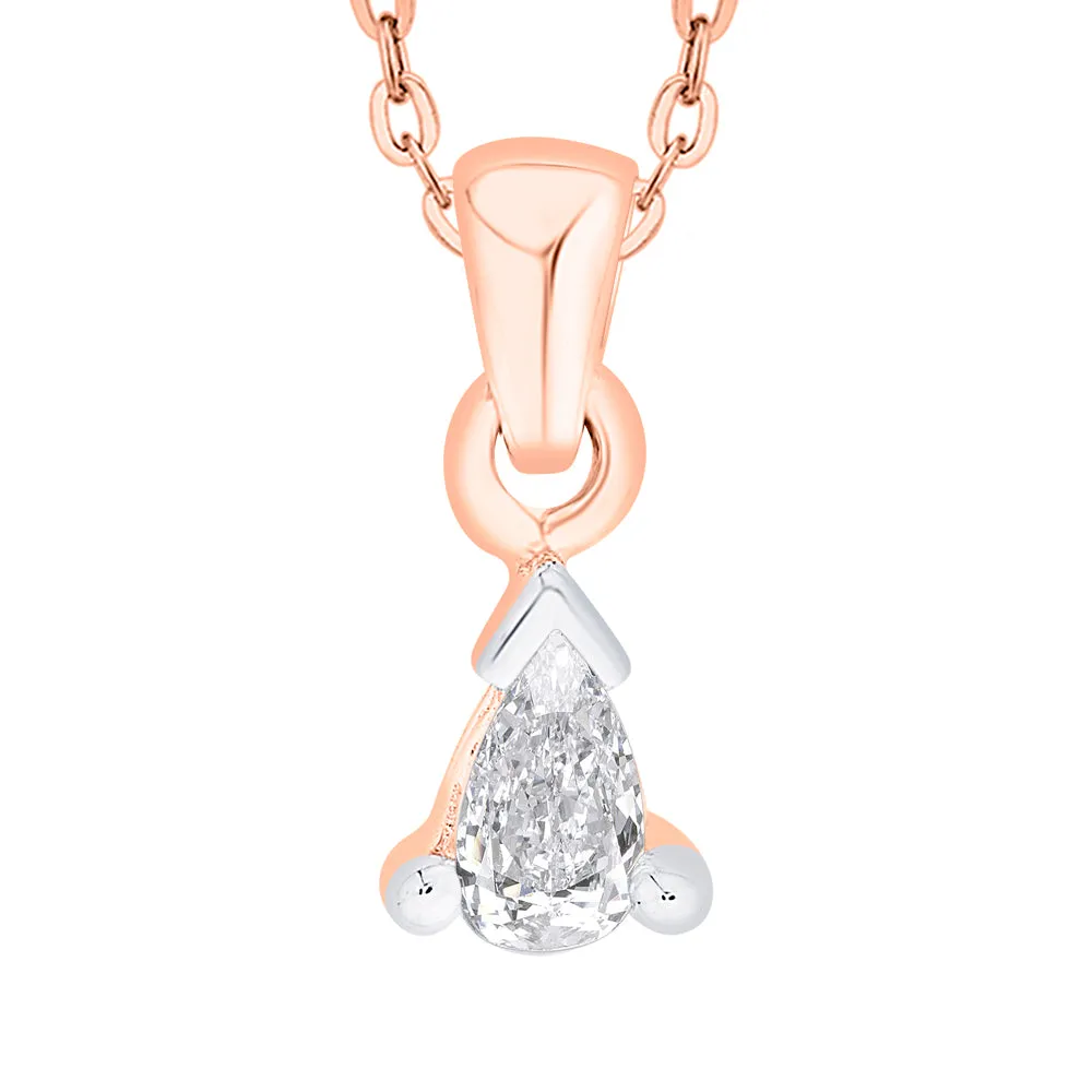 KATARINA Pear Shaped Diamond Solitaire Pendant Necklace (1/4 cttw)