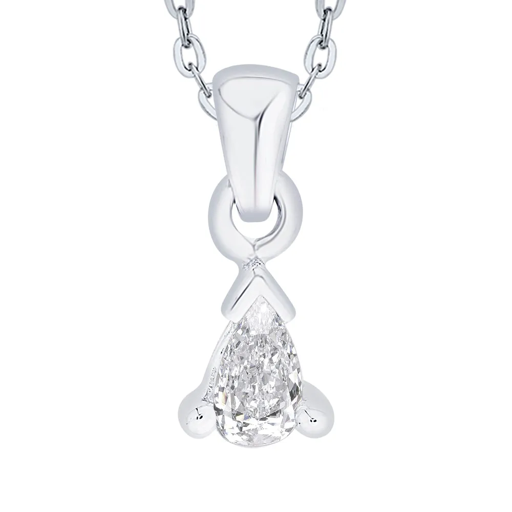 KATARINA Pear Shaped Diamond Solitaire Pendant Necklace (1/4 cttw)