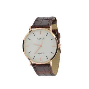 Kevin Signore Men's Brown Leather Strap Watch