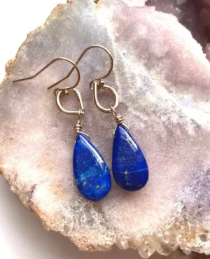 Lapis Gold Filled Dangle Earrings Royal Blue