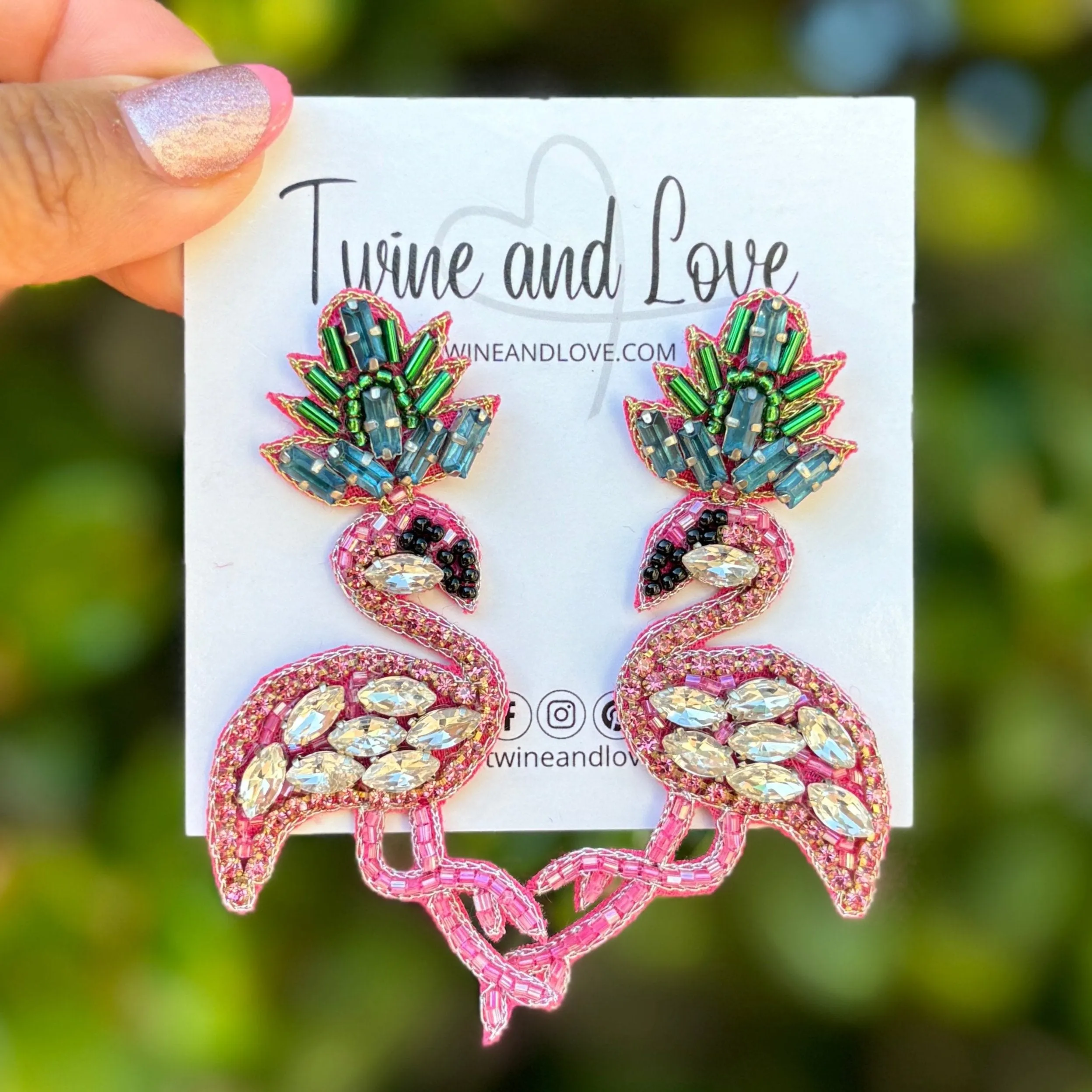 Light Pink Flamingo Beaded Earrings